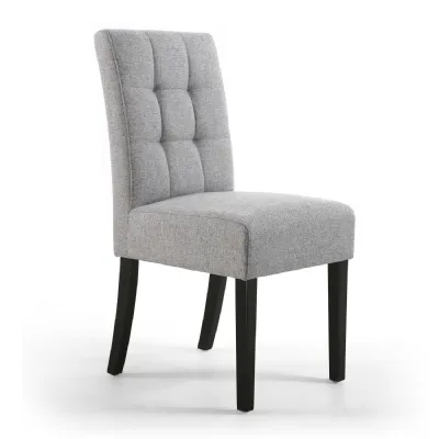 Silver Grey Waffle Linen Effect Fabric Dining Chair