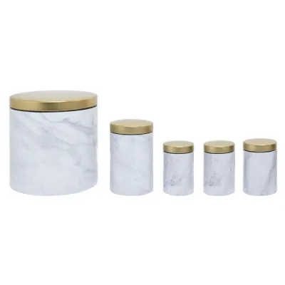 5pc White Marble Effect Storage Canister Set