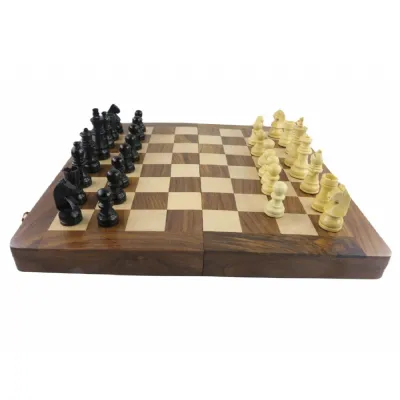 Sheesham Wood Folding Chess Board with Pieces 30cm