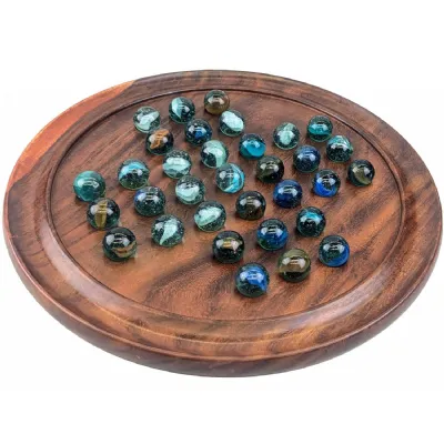 Solitaire With Glass Marbles Sheesham Wood 37cm