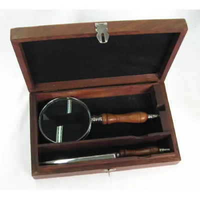 21cm Magnifying Glass & Letter Opener with Box Sheesham Wood