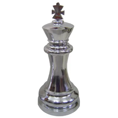 Modern Silver Nickel Plated Aluminium King Chess Piece Ornament 65cm