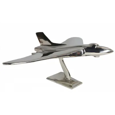 Modern Silver Aluminium Jet Aeroplane Decorative Model 43cm