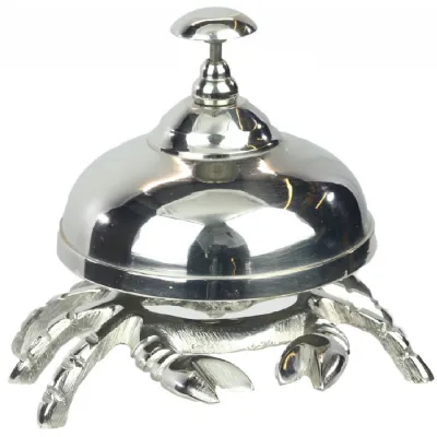 Brass Desk Bell Crab Nickel Plated 11cm