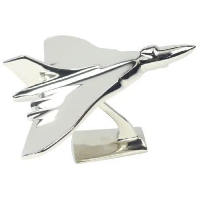 Small Vulcan Plane on Metal Stand Nickel Plated Aluminium 21cm