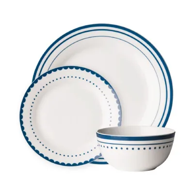 Blue And White Porcelain Twelve Piece Dinner Set