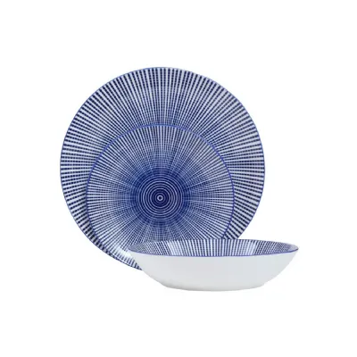 Blue And White Smooth Dolomite 12 Piece Dinner Set