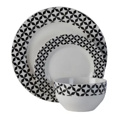 Geometric Windmill Design 12PC Dinner Set