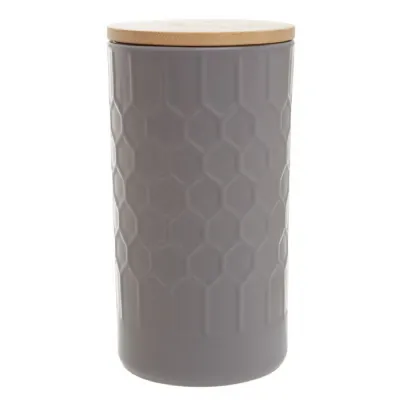 Grey Storage Canister With Bamboo Lid 1250ml