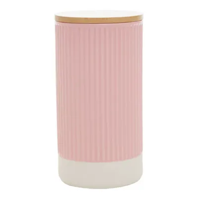 Pink Storage Canister With Bamboo Lid 1250ml
