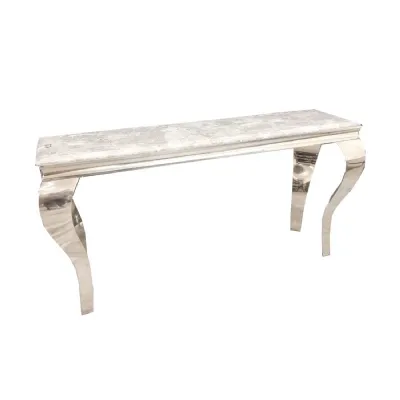 Louis Chrome Console Table White Marble 140CM