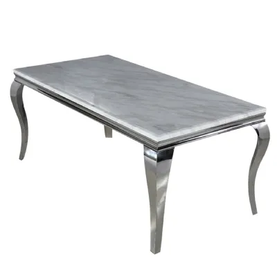 Modern White Marble Top Rectangular 6 Seater Dining Table with Chrome Curved Legs