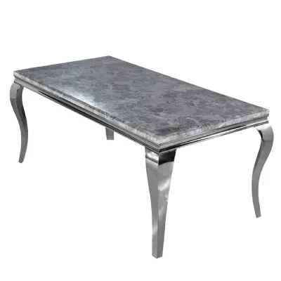 Louis Chrome Dining Table 1 m Light Grey Marble