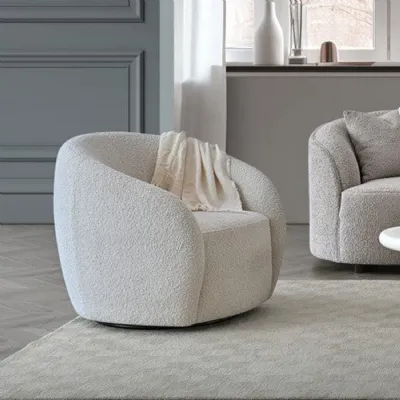 Modern Style Grey Boucle Fabric Upholstered Accent Chair
