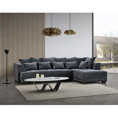Aluxo Gramercy Group in Steel Velvet 3 Seater