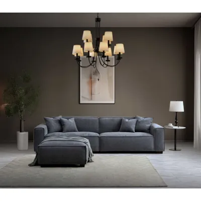 Modern Style Charcoal Boucle Fabric Upholstered 3 Seater Sofa