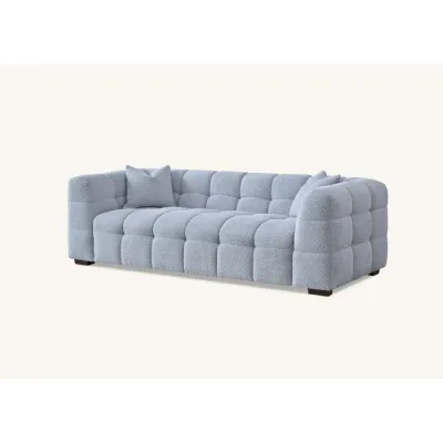 Modern Style Light Grey Boucle Fabric Upholstered 3 Seater Sofa