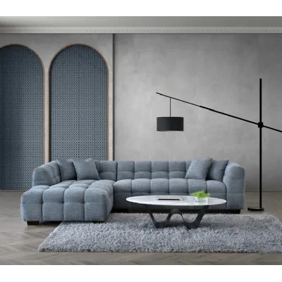 Modern Grey Boucle Fabric Left Hand Corner Group Sofa