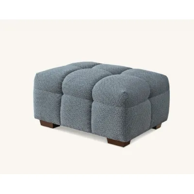 Modern Dark Grey Boucle Fabric Upholstered Footstool with Deep Channel Stitching