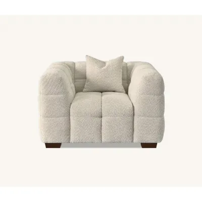 Modern Style Luxury Oatmeal Boucle Fabric Upholstered Accent Chair