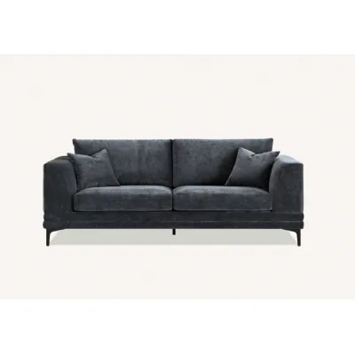 Modern Style Dark Grey Velvet Upholstered 3 Seater Sofa