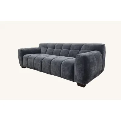 Modern Style Charcoal Velvet Upholstered Deep Stitched 3 Seater Sofa