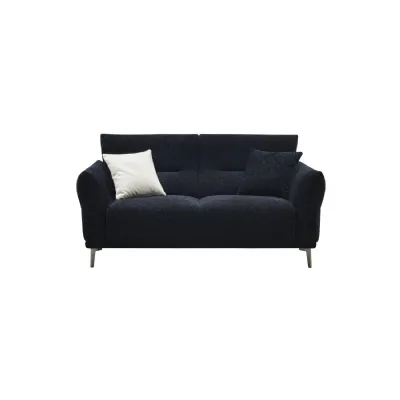 Modern Black Boucle Fabric Upholstered 2 Seater Sofa with Metal Legs