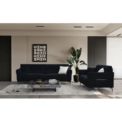 Aluxo Albany Sofa Range in Black Lux Boucle Fabric 3 Seater
