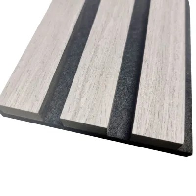 Grey Oak Slatted 240cm x 60cm Acoustic Wall Panels Pack of 2