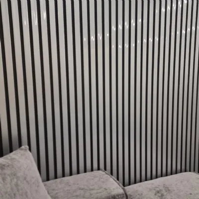 Set of 14 Chrome and Black Wood Effect Slatted WPC Decorative Wall Panels