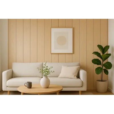 Set of 5 Light Oak WPC Wood Effect Flat Decorative Wall Panels