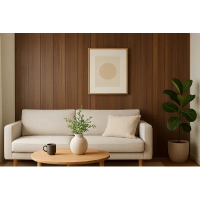 Set of 5 Walnut WPC Wood Effect Flat Decorative Wall Panels