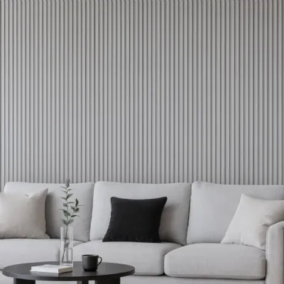 Set of 10 Ash Grey WPC Wave Decorative Wall Panels with Wood Effect Finish