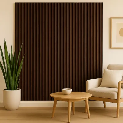 Set of 10 Walnut WPC Wave Decorative Wall Panels with Wood Effect Finish