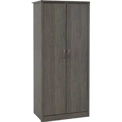 Lisbon 2 Door Wardrobe Black Wood Grain