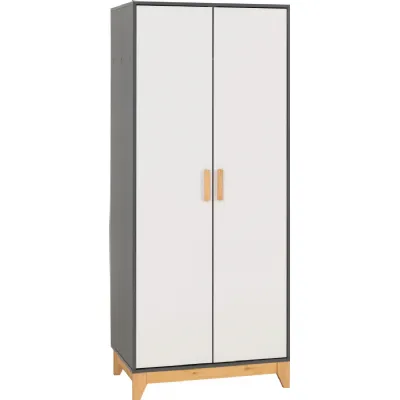 Cleveland 2 Door Wardrobe White Grey Metal Effect