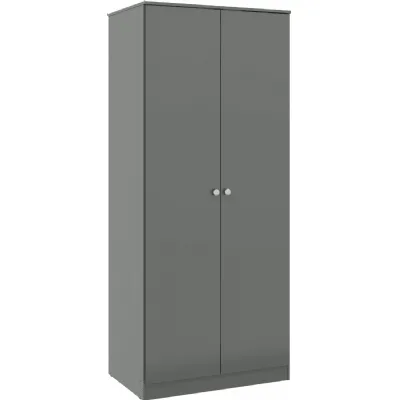 Denver 2 Door Wardrobe Grey Gloss