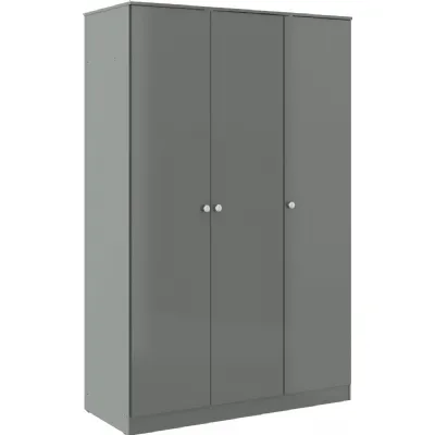 Denver 3 Door Wardrobe Grey Gloss