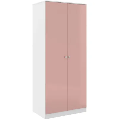 Denver 2 Door Wardrobe White Pink Gloss