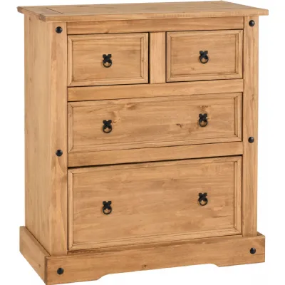 Corona 2+2 Drawer Chest Distressed Waxed Pine