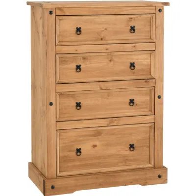 Corona 4 Drawer Chest Distressed Waxed Pine