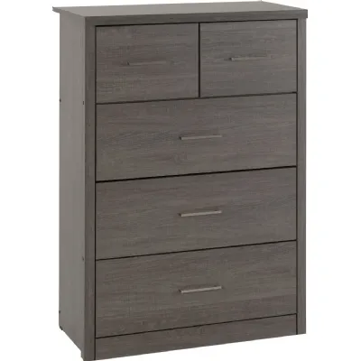 Lisbon 3+2 Drawer Chest Black Wood Grain