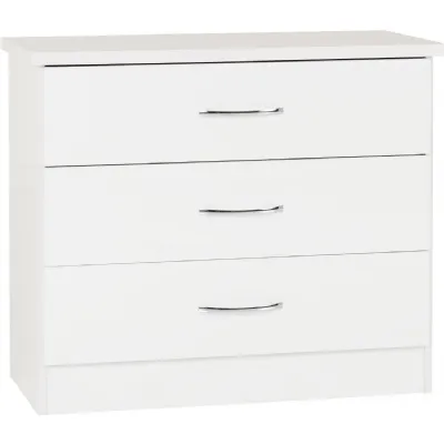 Nevada 3 Drawer Chest White Gloss