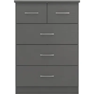 Nevada 3+2 Drawer Chest 3D Effect Grey