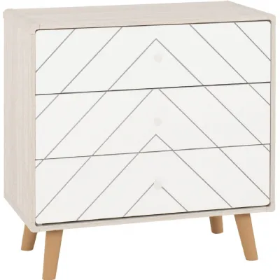 Dixie 3 Drawer Chest Dusty Grey White