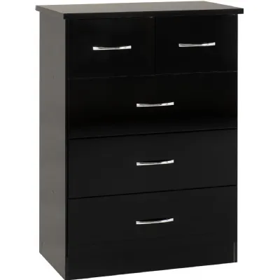 Nevada 3+2 Drawer Chest Black Gloss