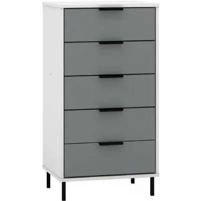 Madrid 5 Drawer Chest Grey White Gloss