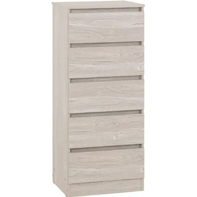 Malvern 5 Drawer Narrow Chest Urban Snow