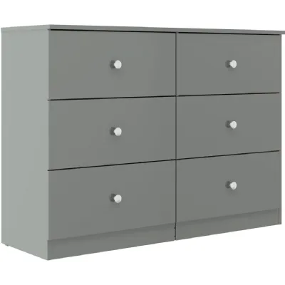 Denver 6 Drawer Chest Grey Gloss