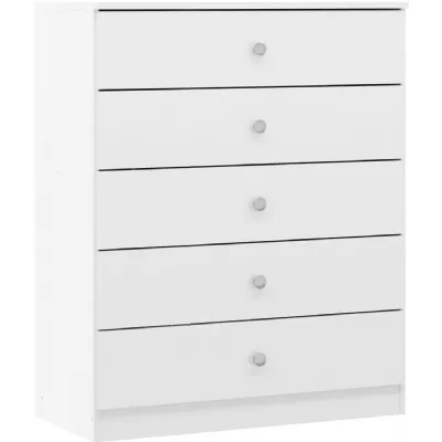 Denver 5 Drawer Chest White Gloss
